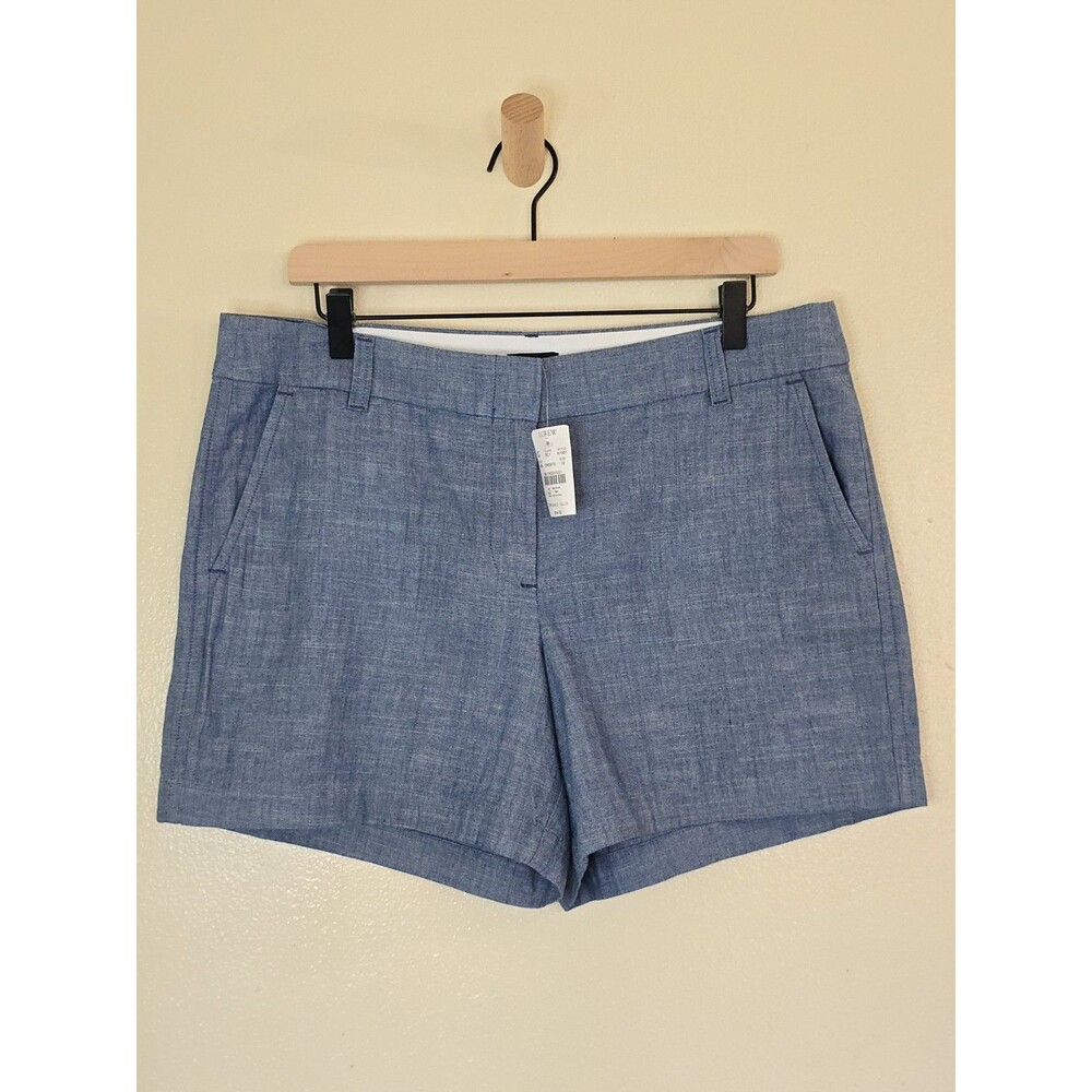 J.Crew Blue Chambray Shorts Womens Size 12 NWT 100% Cotton Casual Summer - Picture 2 of 11